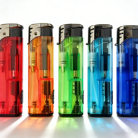 Briquet électrique coupe-vent à LED avec design transparent rechargeable multicolore pour un usage quotidien en plein air et en camping