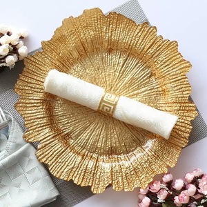 33cm Gold Silber Glas Dekorative Servierplatte mit Baumrinden-Textur und Gewelltem Rand für Wohndekoration - Product Image 6