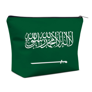 Pochette à fermeture éclair personnalisée avec drapeau de l'Arabie Saoudite, sac en toile, grand format 23x17cm, trousse de maquillage de <span class=keywords><strong>voyage</strong></span>, sacs cosmétiques, cadeau pour femmes et filles, vente en gros - Product Image 1
