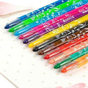 NOVISON Professional Twistable Crayon Set <b>12</b> Colors 8cm Washable for Artists Students Kids School Stationery - Product Image 2