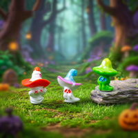 Figurines en résine miniatures Halloween : Crânes effrayants et champignons fantômes pour décorations de forêt enchantée et accessoires de jardin féerique