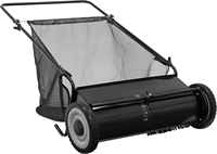 Balayeuse à pousser pour pelouse de 26 pouces, collecteur de feuilles, sac en maille de 7 pieds cubes, 4 brosses rotatives en PP, construction en acier durable, OEM