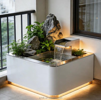 55 pots de fleurs en acier inoxydable imperméables avec éclairage LED pour jardin extérieur, balcon, centre commercial, aménagement paysager