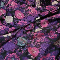 Tissu Jacquard Brocart Double Face en Polyester Spandex Teint en Fil Motif Pivoine de Luxe pour Robe Femme JSB-169