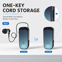 Auriculares con Clip para Cuello K65, 5.2 ENC, Cable Retráctil, Almacenamiento con un Solo Botón, Vibración de Llamadas Entrantes, Pantalla Digital, 140mAh, 200H