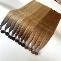 Extensions de cheveux en kératine double épaisseur, cheveux humains de haute qualité, pointe K pré-collée, cheveux raides à pointe plate