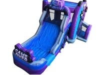 Château gonflable d'extérieur écologique à succès avec toboggan intégré, thème jeux e-sport, certifié CE, capacité 12 personnes