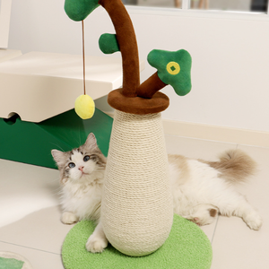 Torre de Actividades para Gatos de Peluche con Poste Rascador de Sisal, Condominio en Forma de Hongo para Interiores y Juguete Colgante de Bola - Product Image 2