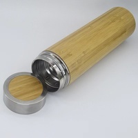 Logo personnalisé 500ml gobelet à thé en bambou isolé sous vide en acier inoxydable tasse à thé de voyage thé aux fruits infuseur bouteille pour lâche