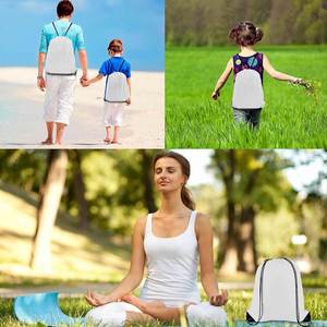 White <b>Drawstring</b> <b>Backpacks</b> Reusable Cinch Gym Bag String Sackpacks for Sports Promotional <b>Drawstring</b> Sportpacks - Product Image 5