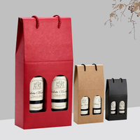 Sac cadeau pour vin Kraft double bouteille 750 ml, boîte à vin avec fenêtre, emballage personnalisé pour vin et spiritueux, vente en gros, stock disponible