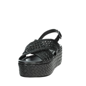 Sandali neri con tacco con soletta in PU con cinturino alla caviglia a punta aperta impermeabile funzione di aumento di altezza comoda per la stagione estiva - Product Image 6