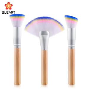 BUEYA Lot de 3 pinceaux de maquillage professionnels avec cheveux synthétiques de qualité supérieure et manches en bambou naturel pour le visage, les joues et les yeux