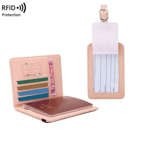 Wholesale Vegan Leather Travel Passport Cover with Luggage Tag Personalized Passport Booklet Passport Holder Wallet - Product Image 5