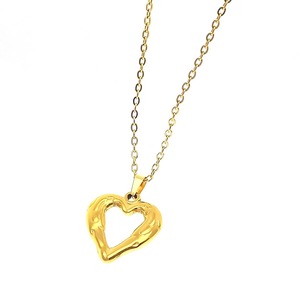 สร้อยคอจี้หัวใจสแตนเลสสีทอง ดีไซน์ฉลุลาย ของขวัญเครื่องประดับ - Product Image 5