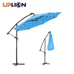 Led Parasol Outdoor Uplion 11.5 Ft Factory Led Solar Umbrella Market Big Size Sunshade Patio Garden Umbrella Outdoor Parasol