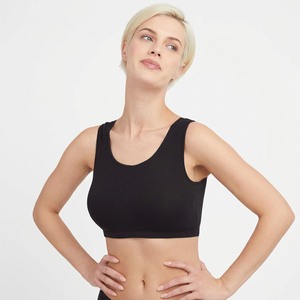 <b>Women's</b> <b>Black</b> Scoop Neck Knitted CAMIS Solid Sweet Breathable Spandex Cotton Eco-Friendly Quick Dry Sportwear - Product Image 1