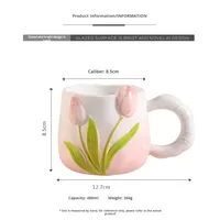 Tasse en céramique avec motif de fleurs gaufrées Couple Tulip Tasses en céramique