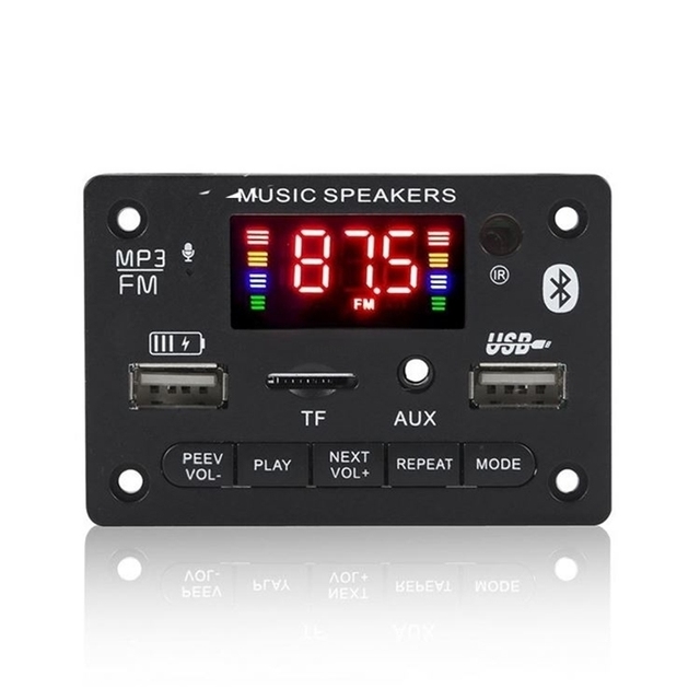 5.0 BT TF card U disk AUX lossless MP3 audio decode board color screen with recording Call file selection function