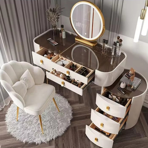 Gorgeous <strong>Dressing</strong> <strong>Table</strong> Hot Sale Makeup Dresser <strong>Table</strong> With Led Lights and Large Capacity <strong>Storage</strong> Beside Cabinet With Chair China - Product Image 3
