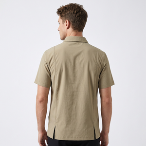 Camisas de Hombre al por Mayor, Estilo Italiano, Lisas, Teñidas, Vintage, Casuales/Formales/Festivas, 100% Lino, con Bolsillo, Manga Corta - Product Image 3