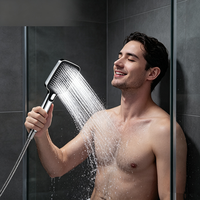 Pommeau de douche carré chromé pour salle de bain, buse à jet en silicone liquide, 3 modes de pulvérisation, haute pression, multifonction