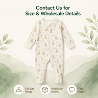 Combinaison bébé respirante 100% coton à imprimé animaux de la forêt, fermeture éclair bidirectionnelle, pieds intégrés, OEM ODM, manches longues, unisexe, nouveau-né, automne