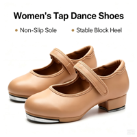 Chaussures de claquettes noires respirantes pour femmes, à talon carré, style Mary Jane avec bride, pour la scène et la pratique