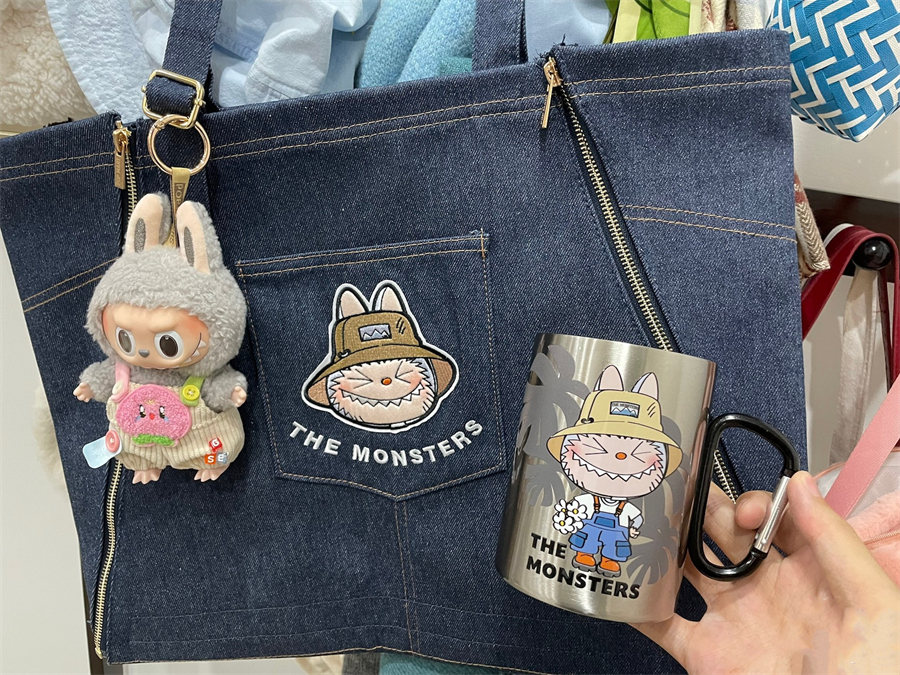 POP MART Labubu the MONSTERS FALL in WILD SERIES Denim Apron Bag