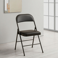 Chaises de salle à manger pliantes modernes en métal avec coussin rembourré, cadre en acier noir, couleur personnalisable, mobilier pour la maison, hôtel, intérieur et extérieur