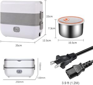 Lonchera Eléctrica Antiderrames, Calentador de Alimentos de Gran Capacidad con Recipiente de Acero Inoxidable de 2.4L, Calentador de Alimentos Portátil - Product Image 3