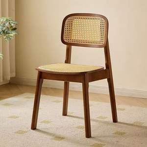 Chaise en rotin rétro Kaman avec dossier en bois massif, idéale pour restaurant, salon de thé, gîte ou usage de loisirs - Product Image 4