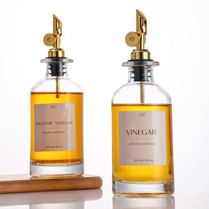Cocina vacía 350ml 500ml salsa cuadrada vinagre cocina aceite de oliva botella de vidrio con boquilla de vertido de acero inoxidable para Cocina - Product Image 4
