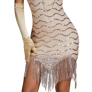 Abito da Donna Stile Flapper con Paillettes Pixiemain, Costume Tema Grande Gatsby, Set Accessori <span class=keywords><strong>per</strong></span> Festa di <span class=keywords><strong>Capodanno</strong></span> in Poliestere - Product Image 1