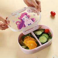 Boîte à lunch bento pour enfants sans BPA, étanche, compatible micro-ondes et lave-vaisselle, 2 compartiments, en plastique, pour garçons et filles