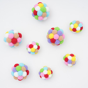Giocattoli per gatti di alta qualità giocattoli per gatti in bastoncino per animali domestici palline elastiche per campanello in lana colorata arcobaleno palle giocattolo - Product Image 2