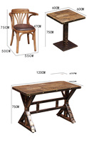 Ensemble de mobilier pour restaurant vintage rétro, restauration rapide extérieure en bois, café, table et chaises