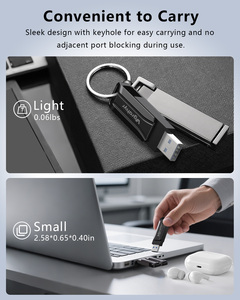Unidad Flash USB 3.0 de 32GB 64GB 128GB, Velocidad de hasta <span class=keywords><strong>150MB</strong></span>/<span class=keywords><strong>s</strong></span>, Mini Memoria USB Metálica con Llavero - Product Image 5