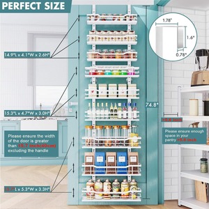 Multi Layer <b>Spice</b> <b>Rack</b> Wall Mounted Adjustable Height Hanging Storage Organizer For <b>Kitchen</b> Pantry Door Use - Product Image 1