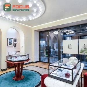 Modern Jewelry Display Cabinet <b>Wooden</b> Jewelry Counter Glass Top LED Light Luxury Display Rack High End Fixture - Product Image 3