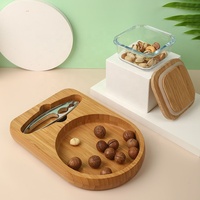 Plateau de service en bambou durable avec brise-noix en acier inoxydable, outils de cuisine pour fruits et légumes, pour collations et craquelins
