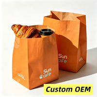 Sacs en papier kraft à fond carré, personnalisables, écologiques, résistants à la graisse, marron et blanc, jetables pour boulangerie - Emballage pour sucre et gelée