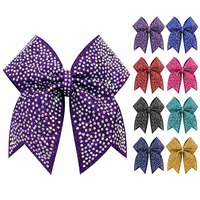 Noeuds de cheveux personnalisés pour cheerleading, avec strass et paillettes, nœuds surdimensionnés pour filles, couleurs d'équipe personnalisées, confortables, respirants, logo personnalisé
