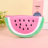 Groothandel Schattige Watermeloen Fruit Creditcard Portemonnee Creatieve Pluche Muntportemonnee Kinderen Mini Oordopjes Portemonnee Kleine Sleutelhanger Lippenstift Portemonnee