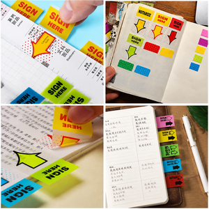 Fluorescent PET Sign Here Sticky Tabs Waterproof Page Markers Strong Adhesive Index Labels for Lawyer Office Document Marking - Product Image 2