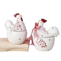 Pot de cuisine en céramique en forme de poulet, mignon et confortable, pour épices et assaisonnements, compatible four, lave-vaisselle et micro-ondes, en stock