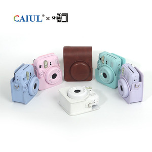 Sac pour appareil photo instantané en cuir <span class=keywords><strong>Instax</strong></span> Mini 13, fermeture magnétique, anti-poussière, bandoulière de voyage, sac à bandoulière en cuir pour appareil photo - Product Image 6