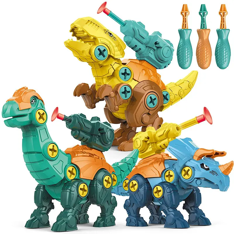 Conjunto de dinossauros da amazon, jogo de brinquedos para aprendizagem de animais com broca, faça você mesmo, brinquedo de dinossauro para crianças