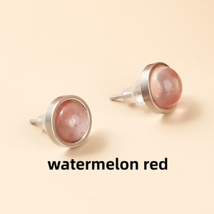 Vente chaude Boucles D'oreilles En Acier Inoxydable 10mm Naturel turquoise rose quartz agate Pierre Boucles D'oreilles Pour Les Femmes Bijoux - Product Image 5