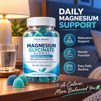Gummies de glycinate de magnésium à marque privée, haute concentration, supplément alimentaire végétalien, fabricant OEM de formules personnalisées